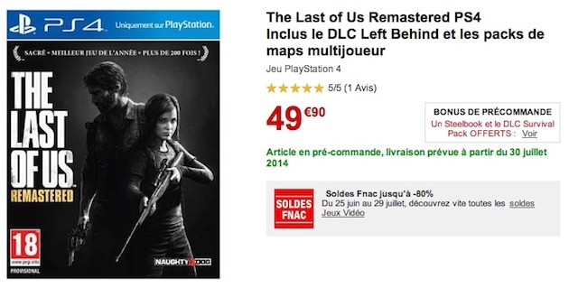 Precommande The Last Of Us PS4 Steelbook