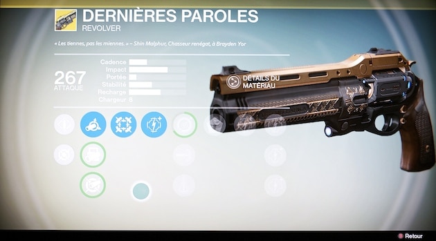 Destiny arme exotique dernieres paroles