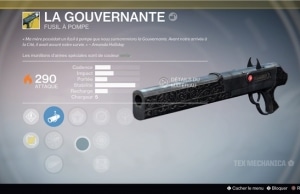 Destiny La Gouvernante arme exotique fusil a pompe
