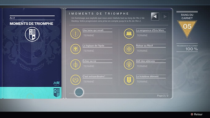 Destiny Comment avoir Triomphes Annee 2