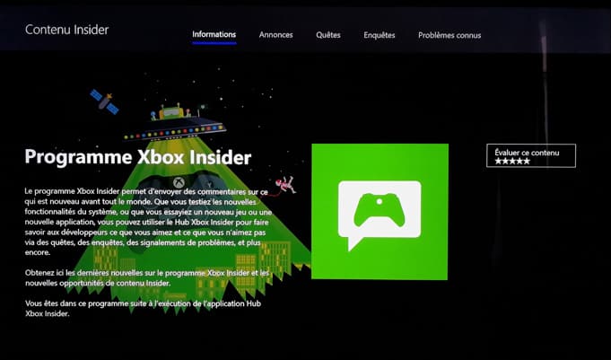 Xbox One Insider Mise a jour