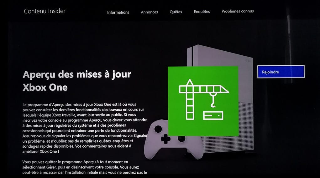 Xbox One Insider Mise a jour