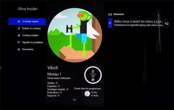Xbox One Insider Mise a jour